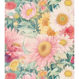 Erfoni 16.9"x118" Pink Floral Peel and Stick Wallpaper Pink Sunflower Contact Paper Boho Floral Self Adhesive Wallpaper for Bedroom Cabinets DIY Removable Decorative Wall Paper Vinyl Roll
