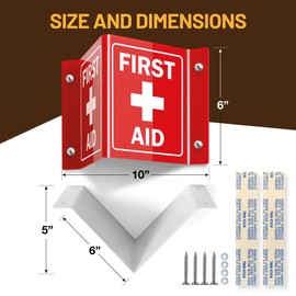 Rutdivin 6”x 6” Acrylic First Aid Sign, 120 Mil Wall Mount First Aid Projecting Kit Sign Red, Pack of 1