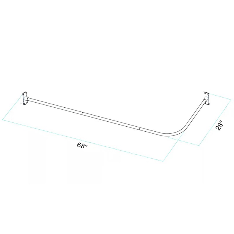 Utopia Alley Aluminum Rustproof L-Shaped Corner Shower Rod, Chrome