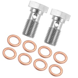 Motoforti Universal Banjo Bolt, Bolt with Banjo Shape, AN3 3/8-24, Durable, Stainless Steel, Cooper, Silver Tone, Gold Tone, 2pcs