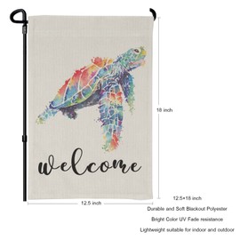 HOSNYE Welcome Sea Turtle Burlap Garden Flag Double Sided Watercolors Sea Creatures Underwater World Garden Flags 12x18 inch for Yard Outdoor Decor