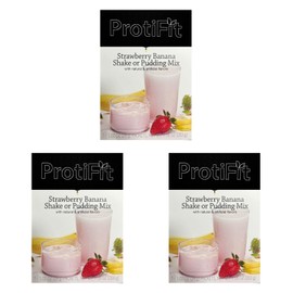 PROTIFIT - High Protein Strawberry Banana Pudding & Shake Mix 3 Pack, 15g Protein, Low Calorie, Low Fat, Low Carb, Aspartame Free, Idea Protein Compatible, Meal Replacement, 7 Servings Per Box, (3 Pack)