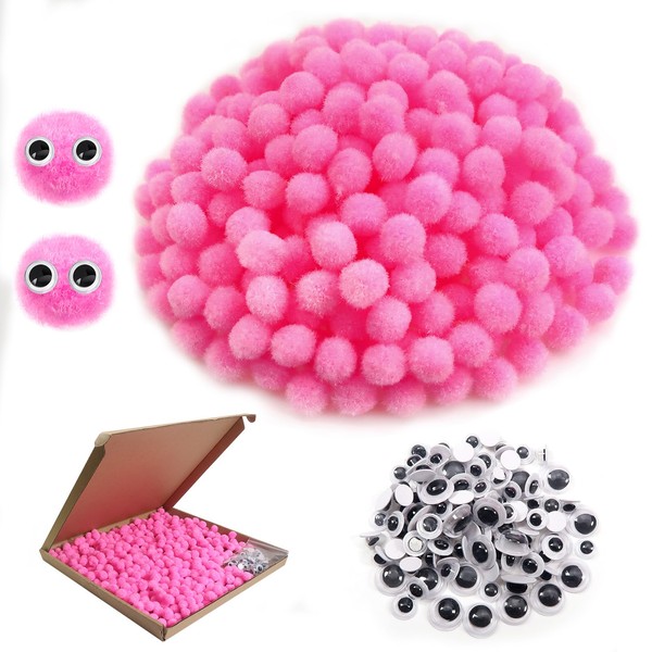 TOAOB 500pcs Pom Poms 1cm Craft Pom Poms Pink Fuzzy