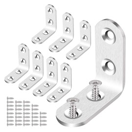 JIZZU 8Pcs Stainless Steel Right Angle Bracket(3 mm Thickness), 40x40mm Small Shelf Brackets Angle Iron, Security Corner Brace, Wall Brackets for Shelves, Radiator Shelf, Tables, Chairs, Beds, Windows