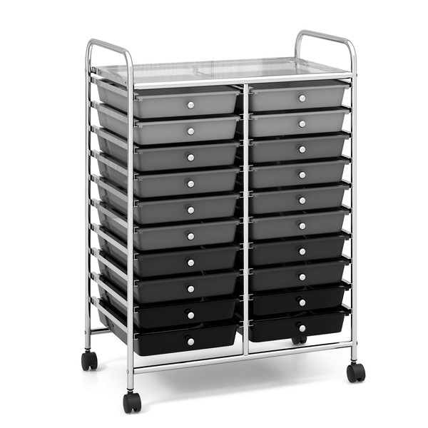 GOFLAME 20-Drawer Rolling Storage Cart, Multifunctional Art Craft Organizer Cart,