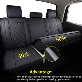 LUCKYMAN CLUB 2022-2025 Tundra Pickup Trucks Car Seat Covers X05-T3-2 Rear-only, Fit Crew/Crewmax/Extended/Double Cab with Water Proof Faux Leather (Black Rear)