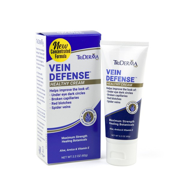 TriDerma Vein Defense Healthy Cream 2.2 Ounces Helps Improve the look of Spider Veins and Under Eye Dark Circles