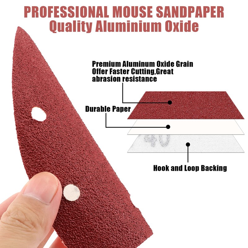 VFINE 30pcs 140mm 40 Grit Alumina Coarse Mouse Sander Sandpaper
