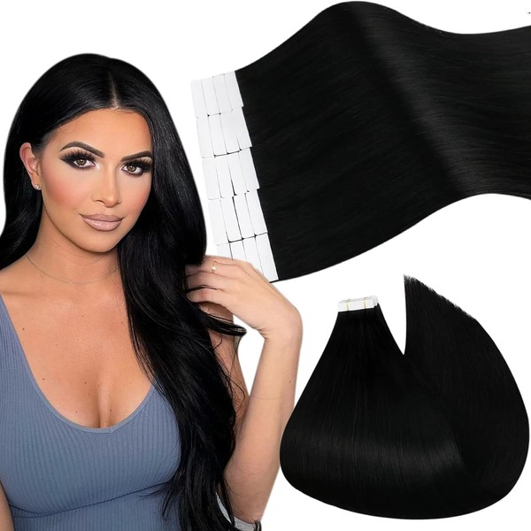 Ugeat Tape-In Hair Extensions Real Hair 50 cm Extensions Real Hair Tape in Balayage Dark Brown with Ash Blonde Tape-In Hair Extensions Real Hair Brown 20 Pieces 50 g