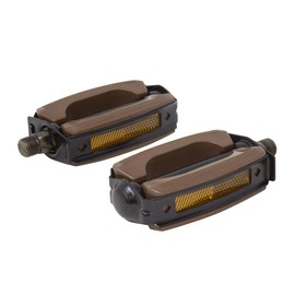 Krate Lowrider PVC Metal Bike Pedals, Various Sizes & Colors (Black/Brown, 9/16")
