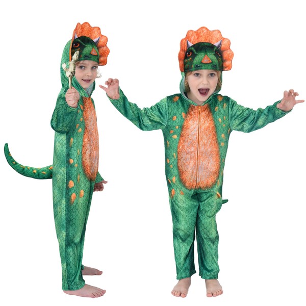 Sincere Party Sublimation Print Triceratops Dinosaur Costume for Little Boys