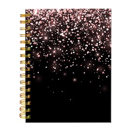 iampanda Spiral Journal Notebook,Strong TwinWire Binding with Premium Paper for Girl Women,Cute 60 Sheets A5 College Ruled NotebookJournal,Perfect for School Office Home Gifts,Rose Gold Falling