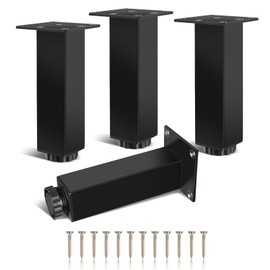 Niviy Pack of 4 Furniture Feet, Black, Metal, Aluminium, 150 mm, Adjustable Furniture Feet, Maximum Load 200 kg, Cabinet Feet for Cabinet, Drawers, Bedside Table, TV Cabinets with Screws, Black,