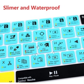 Davinci Resolve Shortcuts Keyboard Cover for 2016-2024 M1/M2 MacBook Pro 14 inch and MacBook Pro 16 inch, MacBook Pro 13 15 Touch Bar Inch(A1989/A1706,A1990/A1707) 2016-2024