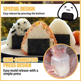 Onigiri Mold 8 Pcs Clear Plastic Triangle Sushi Make Mold Classic Triangle Rice Ball DIY Non-Stick Mold for Kid Lunch Bento, Beginners and Professional Home Kitchen DIY (4 Large & 4 Small)