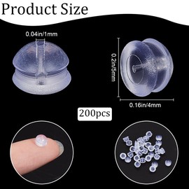 SOFPLATE 1 Box 200Pcs Round Earring Back Silicone Earring Stoppers Clear Full Cover Small Safety Soft Hypoallergenic Earring Nuts Transparent Earring Backs for Studs Jewelry Making Supplies DIY Craft