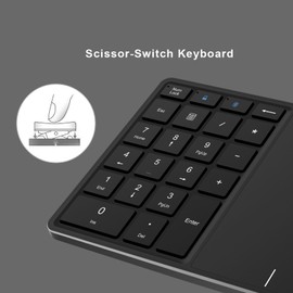 Sanpyl Numeric Keypad, 2.4G Bluetooth Number Pad Type C Numpad Keypad with Touchpad, Bluetooth 2.4G Dual Mode Laptop Keypad, for PC Desktop, Laptop, Notebook Computer(Grey)