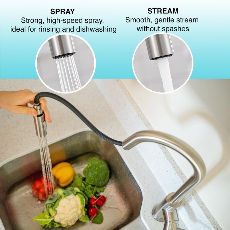 Dura Faucet Streamline Pull-Down Sprayer Replacement - Brushed Satin Nickel