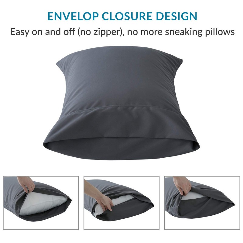 Bedsure Pillow Cases 2 Pack Dark Grey - Brushed Polyester