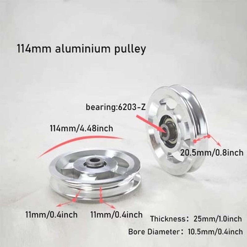 Gueiddi Aluminum GYM Pulley Wheel, Universal Aluminum Alloy Bearing Pulley