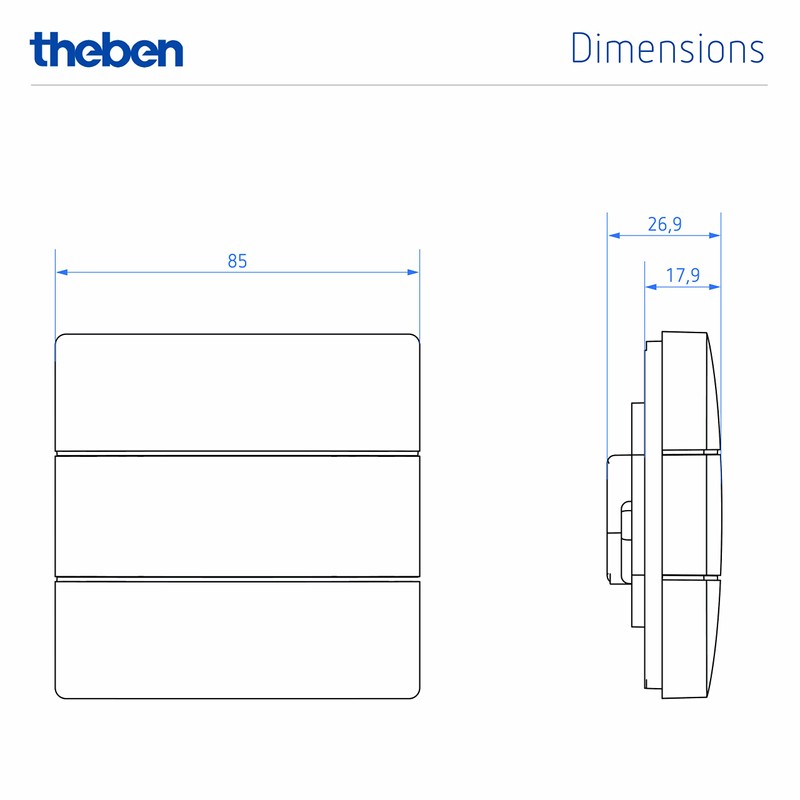 Theben 4969232 iON 102 KNX Push Button Sensor with 2