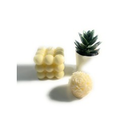 Flower and Bubbles Scented Candles Handmade with Love and Care for Home Decor (Flower and Bubble, White)