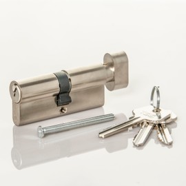 TSS Satin Chrome Thumb Turn Euro Cylinder Lock, Euro Door Barrel Lock with Anti-Drill & Anti-Pick Protection. Suitable for All Door Types. (45mm Turn Side x 45mm External (90mm Total))