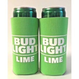 BUD LIGHT LIME Koozie Fits 12 oz Slim Can NEW LOGO - Set of Two (2) - New & F/S