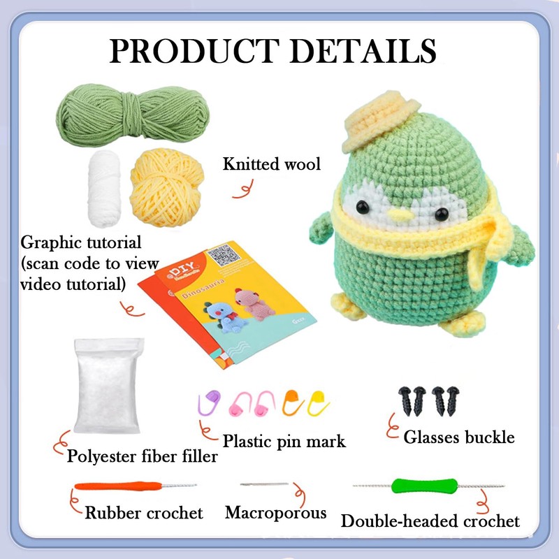 Jilskl Complete Crochet Set Beginner Animals, Chopped Animals Set Beginners,
