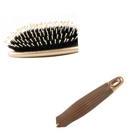 FOMIYES Oval Golden Boar Bristle Massage Comb Static Hair Brush Plastic Handle Scalp Massager