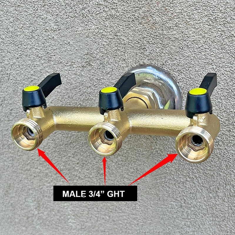 HQMPC Hose Splitter Garden Hose 3 Way Valve Brass Hose
