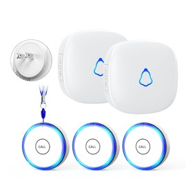 Caregiver Pager Alert Button for Home, Life Alert Bell for Elderly Monitoring Emergency Button Bell, 500FT Wireless Panic Call Button Alarm Nurse Care for Seniors Patients, Waterproof