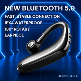 JKU IPX4 Rotating Wireless Bluetooth Headset with Microphone and Noise Cancellation