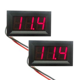 VKLSVAN 2-Piece Set 0.56" 3-Wire DC0-100V Red LED Digital Voltage Meter