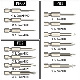 Rarapop Phillips Cross Slot Screwdriver Bit Set 13Pcs 1/4 Inch Hex Shank 2 Inch/50 mm Length S2 Steel with Magnetic for Power Screwdriver Drill Impact Driver (13Pcs 50mm)