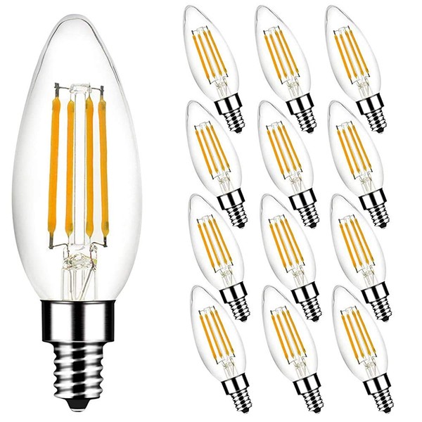 TW Lighting 144-Pack Dimmable B11 LED Chandelier Light Bulbs 40W Equivalent, 3.5W LED Filament Candle Bulbs, 350 Lumens, E12 Base, 2700K Warm White, UL Listed & Energy Star (144 Master Carton)