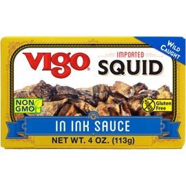 Vigo Premium Imported Canned Seafood, Squid in Ink Sauce, Specialty Flavored, Perfect for Recipes and Dishes (Squid in Ink Sauce, 4 Ounce (Pack of 1))