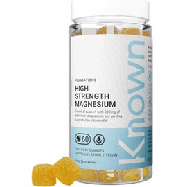 Known Delicious High-Strength Magnesium Gummies - 300mg Elemental Magnesium - Natural Mixed Tropical Flavour - 60 Vegan Gummies, 1 Month Supply
