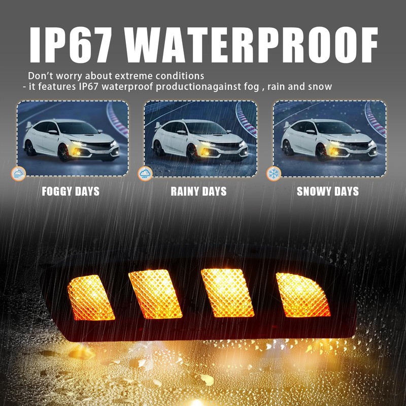 BINQIGOO LED Daytime Running Light Front Bumper Fog Light, Switchback