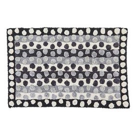 MACKENZIE-CHILDS Bath Rug, Cotton Bathroom Mat, Washable Bath-Mat Rug, 36" x 24", Gray Stripe and Dot