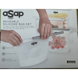 ASAP SIMPLE Silicone Reusable Kitchen Bags Set of 4, freezers, microwave, dishwasher safe (1.9)
