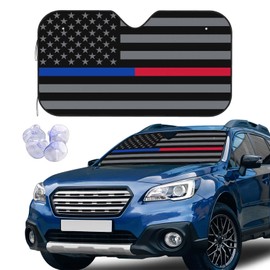 Thin Blue Red Line Police Flag Car Windshield Sun Shade Car Front Window Shades Windhsield Sunshade Cover Sun Visor Shield Block Automotive Interior Portector Blocks UV Rays for Car Truck SUV