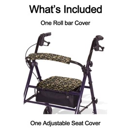 SPRING SEAON Rollator Walker Seat and Backrest Cushion Covers Set - Removable Washable Soft Fabric, Universal Fit & Adjustable Patterns, Essential Rollator Accessories(camo