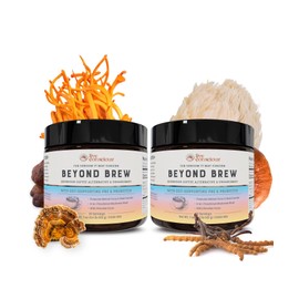 Beyond Brew Mushroom Superfood Coffee | Mushroom Coffee Alternative Low Caffeine | Healthy Coffee Substitute | W/Prebiotics & Probiotics | By Live Conscious | 30 Servings Net Wt. 7 oz (2-Pack)