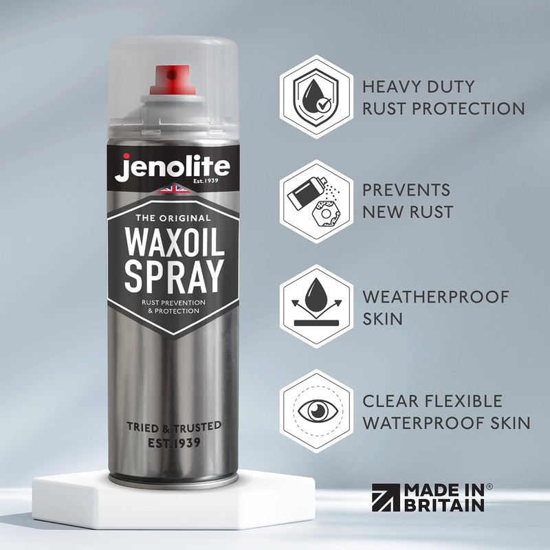 JENOLITE Waxoil Rust Prevention Aerosol, Car/Bike/Motorcycle Corrosion Protection Spray 500ml