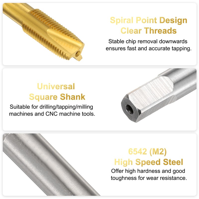 sourcing map 3/8-24 UNF B2 Spiral Point Thread Tap, Screw