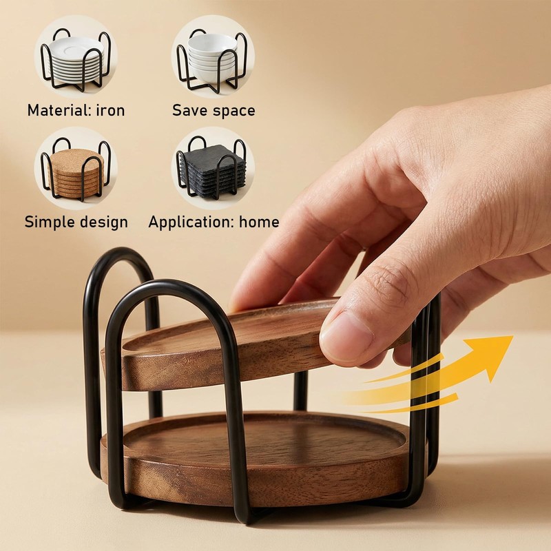 HANLANXUE 16 Pack Metal Coaster Holder, 4 Inch Black Iron