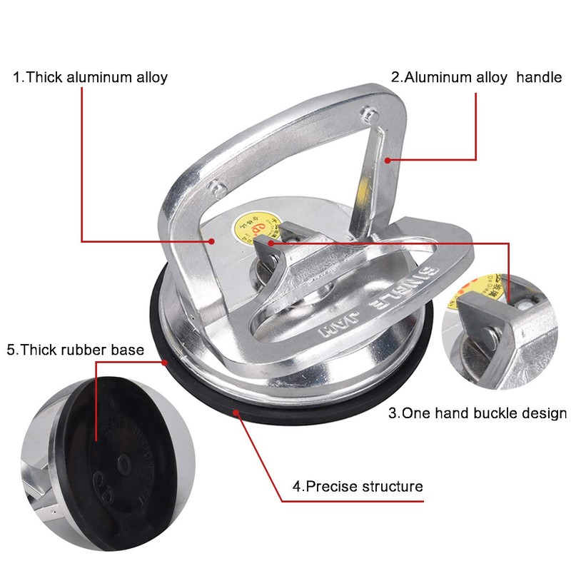SOLUDE 2Pack Aluminium Vacuum Heavy Duty Suction Cup Lifter for