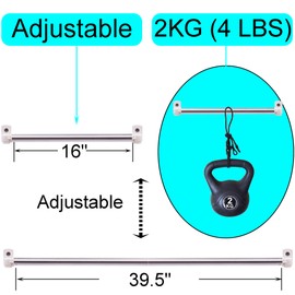 YYST Type A 16" to 39.5" Swivel End Curtain Window Sash Rod for Top & Bottom Doors & Sidelights Petite Café Sidelight Rods W Screws (White-2)
