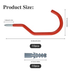 EMNIMQ 10 Packs Bike Hooks for Garage,Screw-in Heavy Duty Garage Bicycle Ladder Hook Set Shed Storage Hooks with Plastic Coated Wall Mount/Ceiling for Garden Tools,Ladders,Bikes